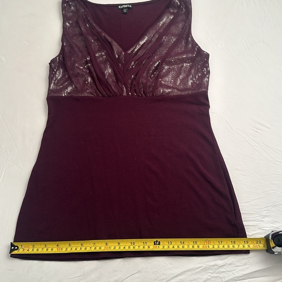 Express merlot rhinestone embellished sleeveless stretch top - Picture 13 of 13